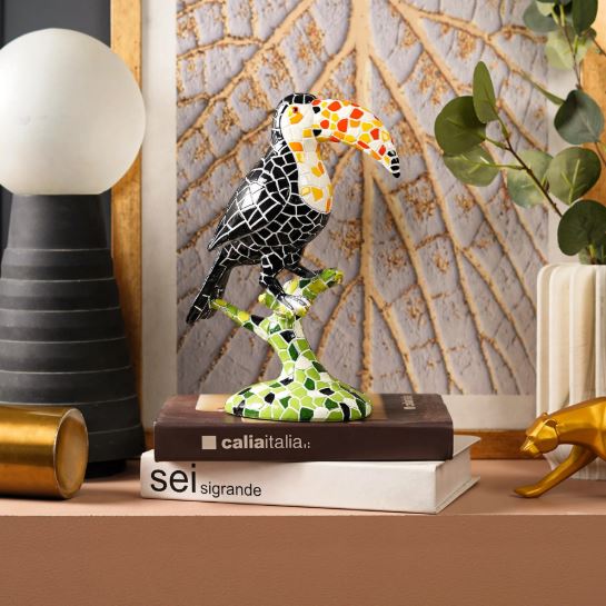 Avian Mosaic Melody: Toucan Art Decor