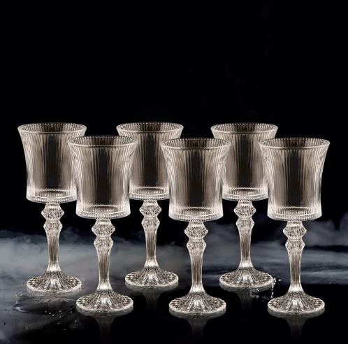 Vintage Striped Wine Glass - Set Of 6