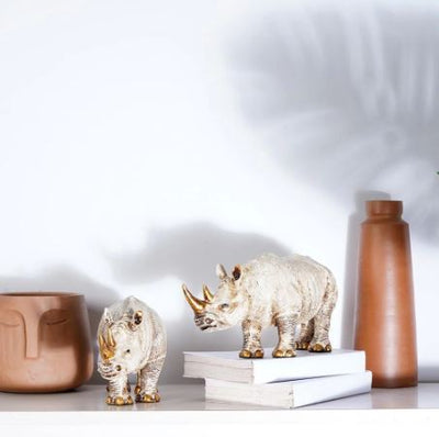 Golden-Horned Rhino Table Accent