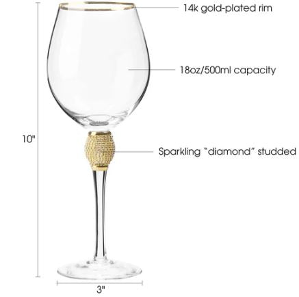 Red Wine Glass Set | Imported | Unique | Classy | Designer Wine Glass with Gold Rim | Fancy | Luxury