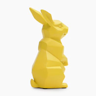 Yellow Polyresin Rabbit Figurine