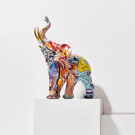 Graffiti Elephant Decorative Sculpture Medium