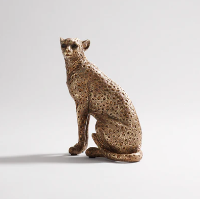 Gold Polyresin Sitting Cheetah