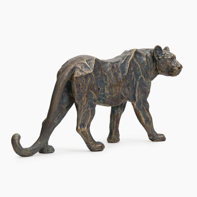 Brown Polyresin Walking Leopard