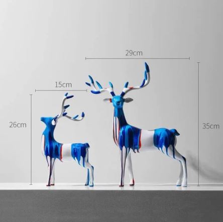 Antler Decorative Sculptures, Set of 2 - Splash Blue