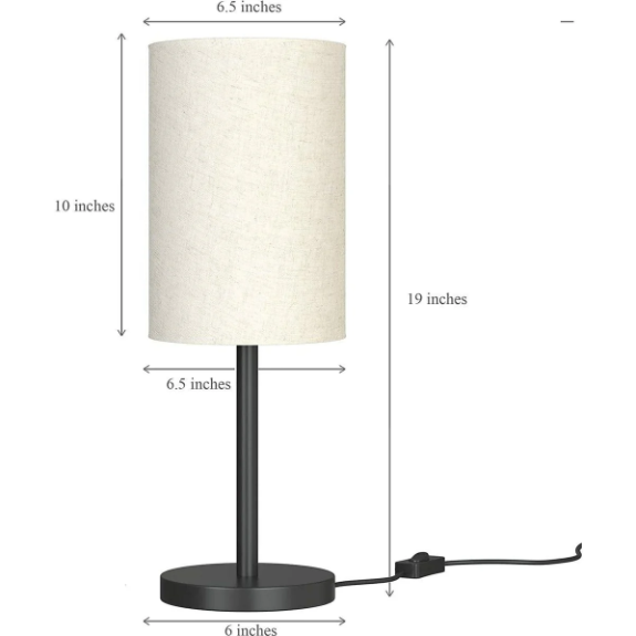 Black Sleek Table Lamp Cylindrical Shade