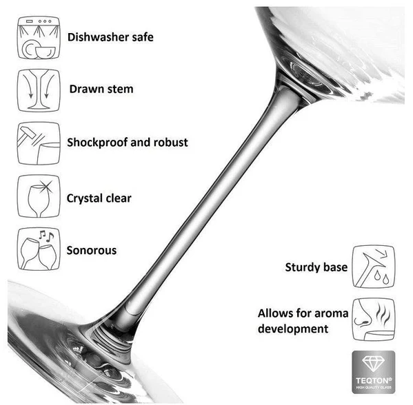 Puccini Burgundy Glasses 730ml, Set of 6