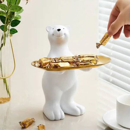 Standing Bear Sculpture with Trinket Tray