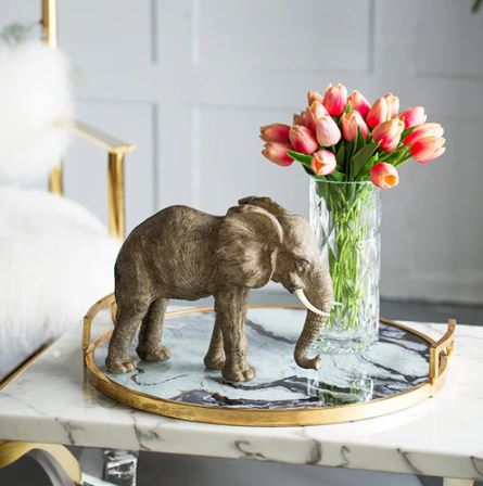 Walking Elephant Sculpture Large - Brown