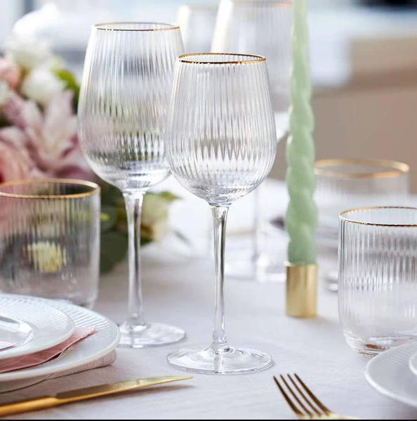 Palermo Gold White Wine Glasses 300ml, Set of 4