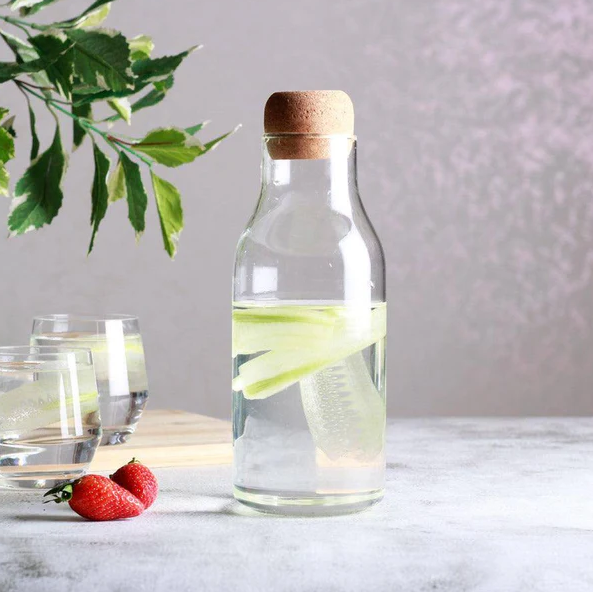 Borosilicate Glass Bottle With Cork Lid - Large