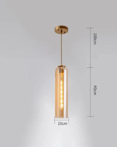 Cylinder Glass Pendant Light - Amber