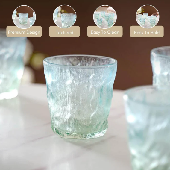 Blue-Green Gradient Glass Cup for Drinkware - 260 ml