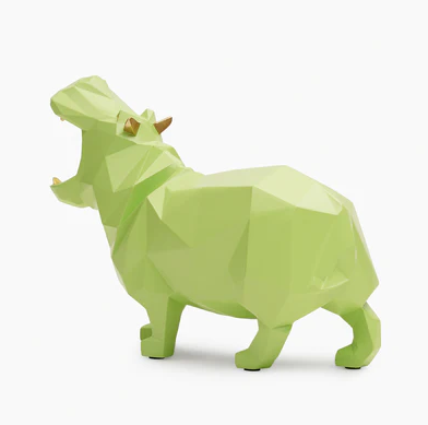 Green Polyresin Hippopotamus Figurine