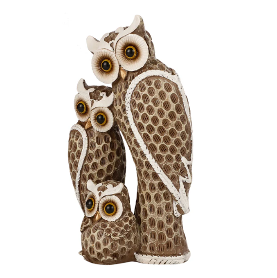 The Loving Owl Family Statue (Brown)