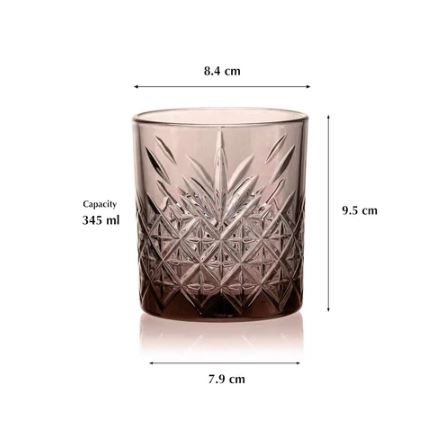 Timeless Whiskey Tumblers 345ml, Set of 4 - Brown Grey