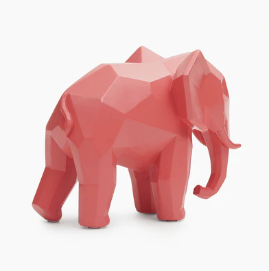 Orange Polyresin Elephant Figurine