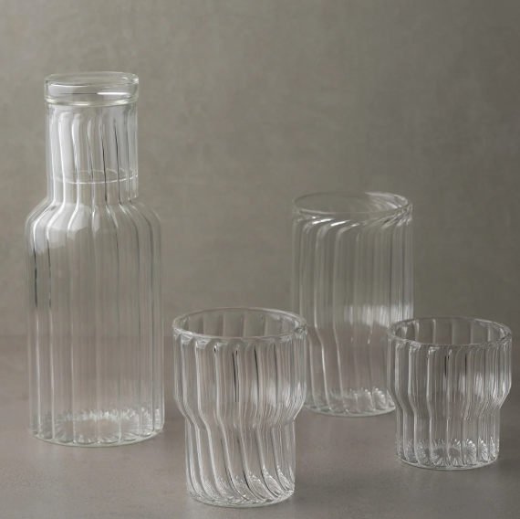Fluted Glass Carafe With Lid