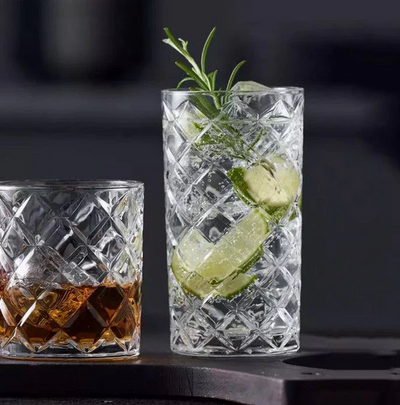 Diamond Highball Glasses 380ml, Set of 6