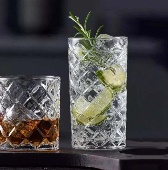 Diamond Highball Glasses 380ml, Set of 6