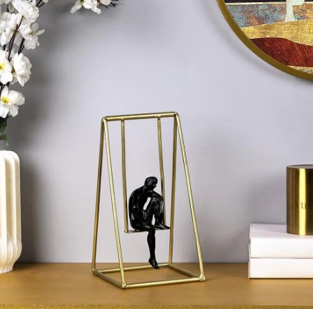 Modern Art Scholar Deep in Thought Table Accent