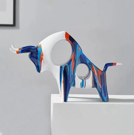 Prime Bull Decorative Sculpture - Splash Blue