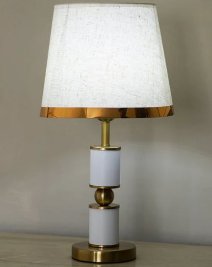Sculptural Sold Metal Base Table Lamp