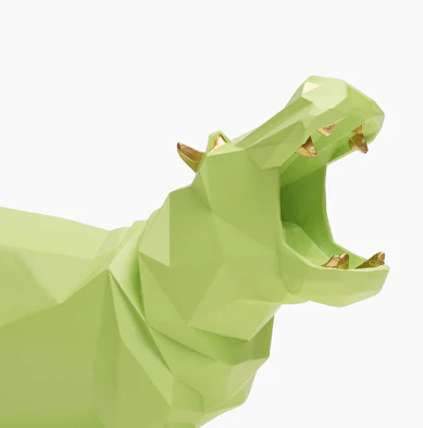 Green Polyresin Hippopotamus Figurine