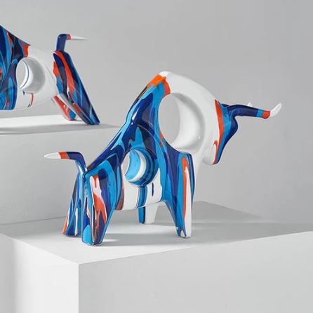 Prime Bull Decorative Sculpture - Splash Blue