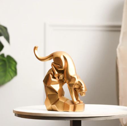 Descending Jaguar Decorative Sculpture - Amber Gold
