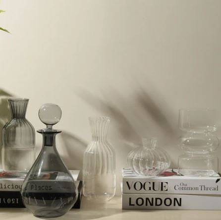 Ribbed Glass Carafe - Shaded Grey
