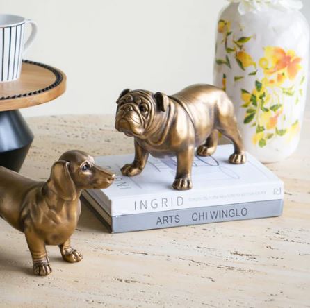 Pug Sculpture Medium - Dull Gold