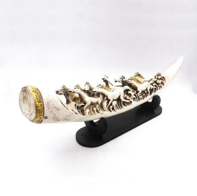 Eight Running Horses Carved In Tusk | Feng Shui Table Accent