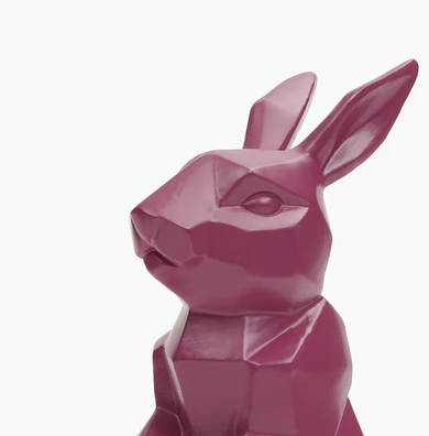 Pink Polyresin Rabbit Figurine