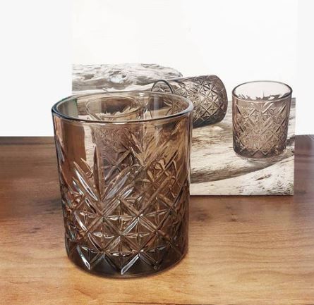 Timeless Whiskey Tumblers 345ml, Set of 4 - Brown Grey