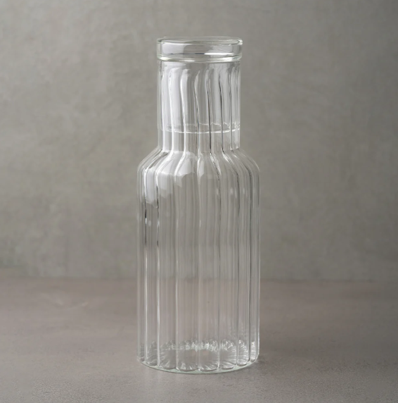 Fluted Glass Carafe With Lid