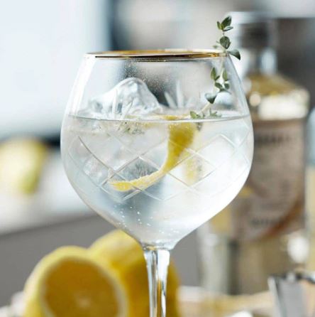 Milano Gold Gin & Tonic Glasses 600ml, Set of 2