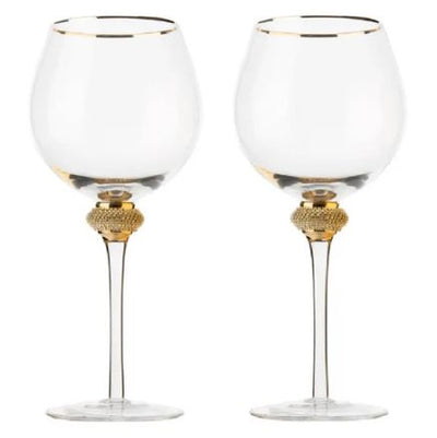 Red Wine Glass Set | Imported | Unique | Classy | Designer Wine Glass with Gold Rim | Fancy | Luxury