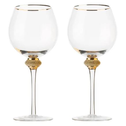 Red Wine Glass Set | Imported | Unique | Classy | Designer Wine Glass with Gold Rim | Fancy | Luxury