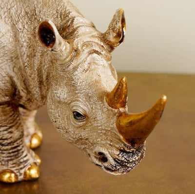Golden-Horned Rhino Table Accent