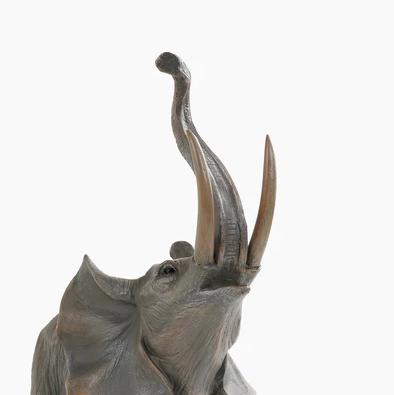 Brown Natural Finish Polyresin Elephant Figurine