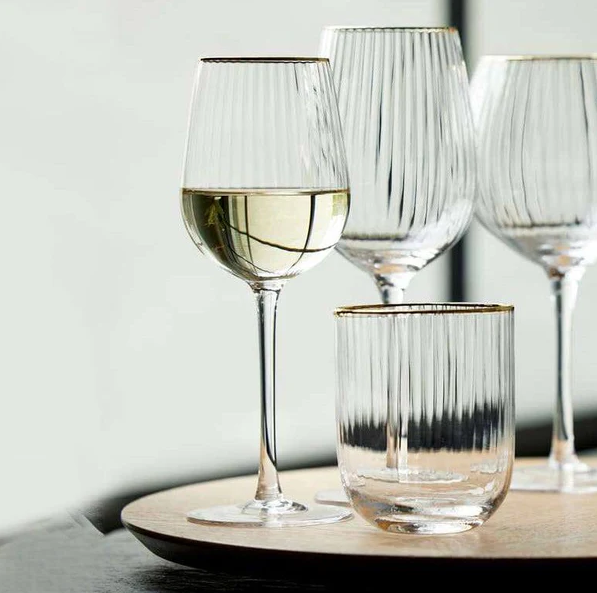 Palermo Gold White Wine Glasses 300ml, Set of 4