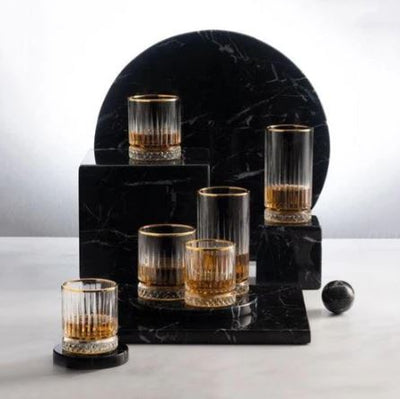 Elysia Long Drink Glasses with Gold Rim 280ml, Set of 4