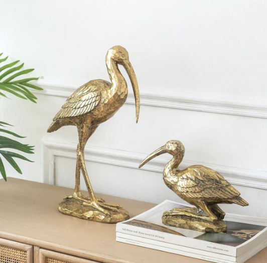 Hunting Crane Sculpture Large - Gold