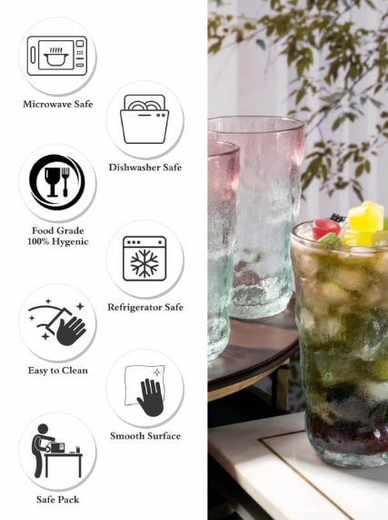 Glacier Pattern Colorful Glass for Drinkware - 305 ml