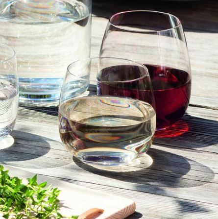 Borough Stemless White Wine Glasses 370ml, Set of 4