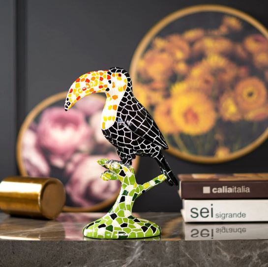 Avian Mosaic Melody: Toucan Art Decor