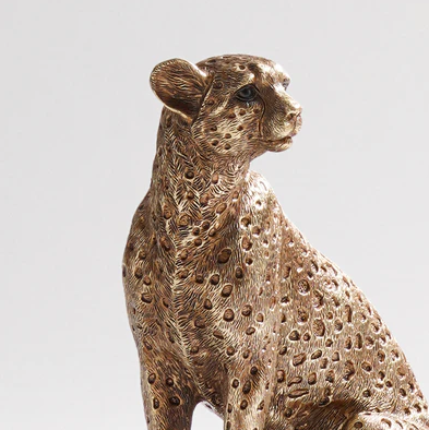 Gold Polyresin Sitting Cheetah