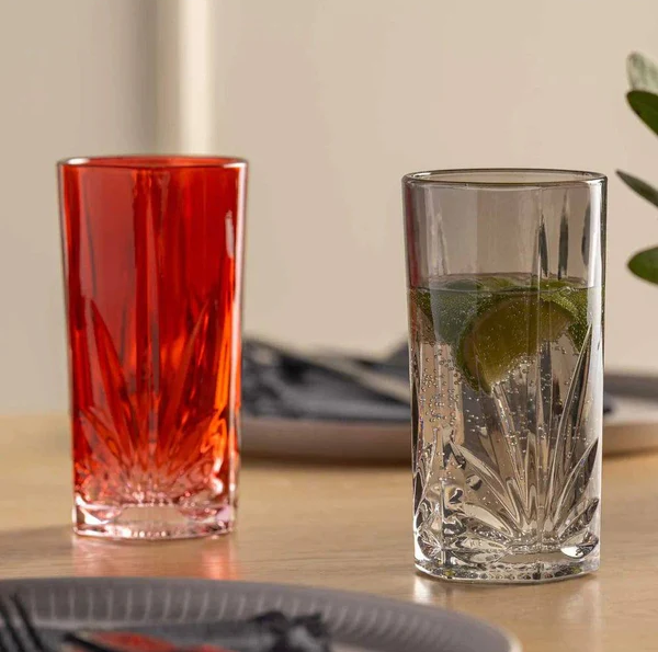 Capri Long Drink Tumblers 390ml, Set of 4 - Grey