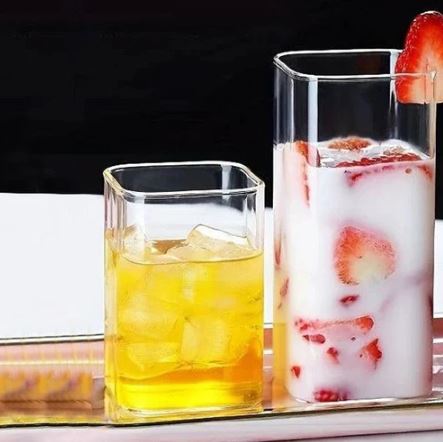 Borosilicate Square Short Tumblers, Set of 2